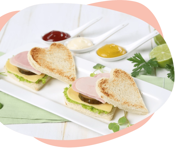 corazones de pan con jamon