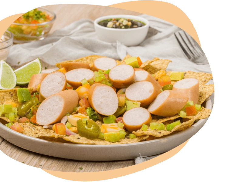 nachos integrales con salchichas de pavo