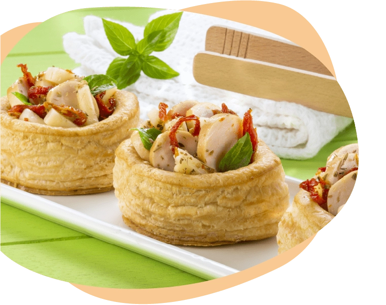 volovanes rellenos con salchicha de pavo