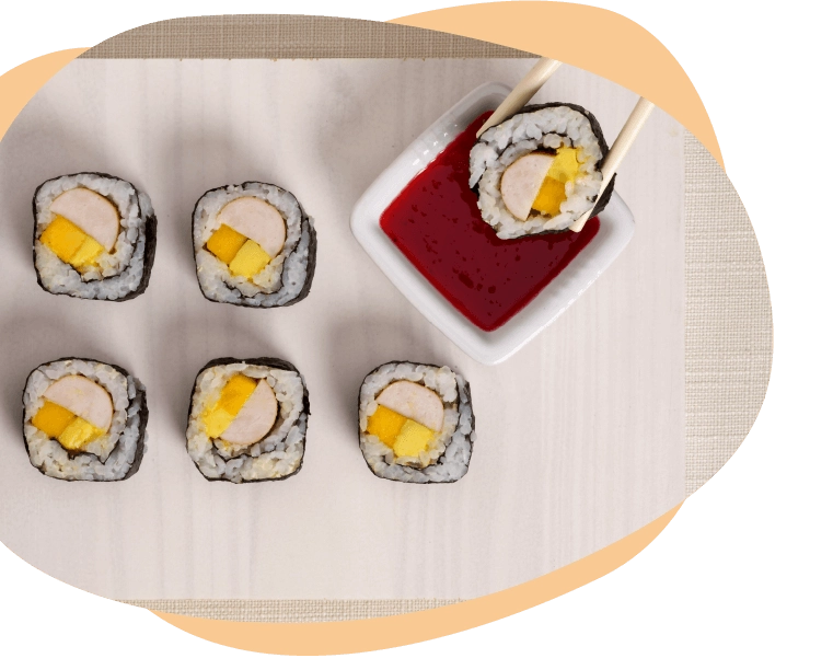 sushi con salchicha de pavo